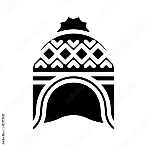 Chullo hat. vector single icon with a solid style. suitable for any purpose. for example: website design, mobile app design, logo, etc.