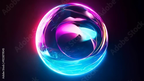 Vibrant swirling colors in abstract neon light sphere animation photo