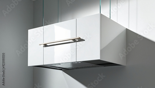 Modern kitchen cabinets with a glossy snow white finish,