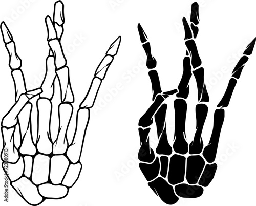 west side gang signs sekeleton fingers hand drawn vector illustration