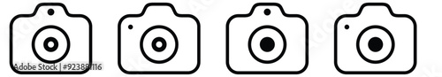 Camera icon set line art. camera photo icon symbol, line art, snapshot sign . line outline icons, flat style.