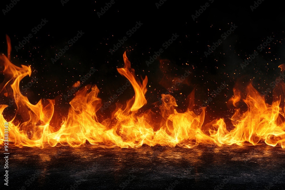 Fire flames on black background , ai Fire flames on black background , ai