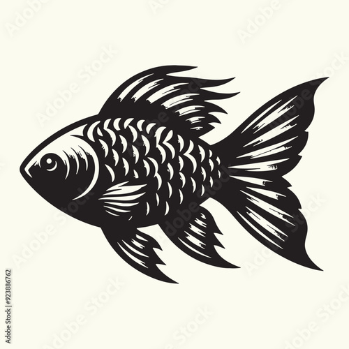 Wallpaper Mural Fish art Vector Illustration Black silhouette Torontodigital.ca