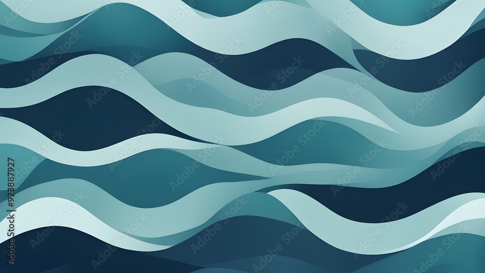 Subtle overlapping waves in soft blue teal and navy creating a calm ocean inspired background, AI Generated Subtle overlapping waves in soft blue teal and navy creating a calm ocean inspired background, AI Generated