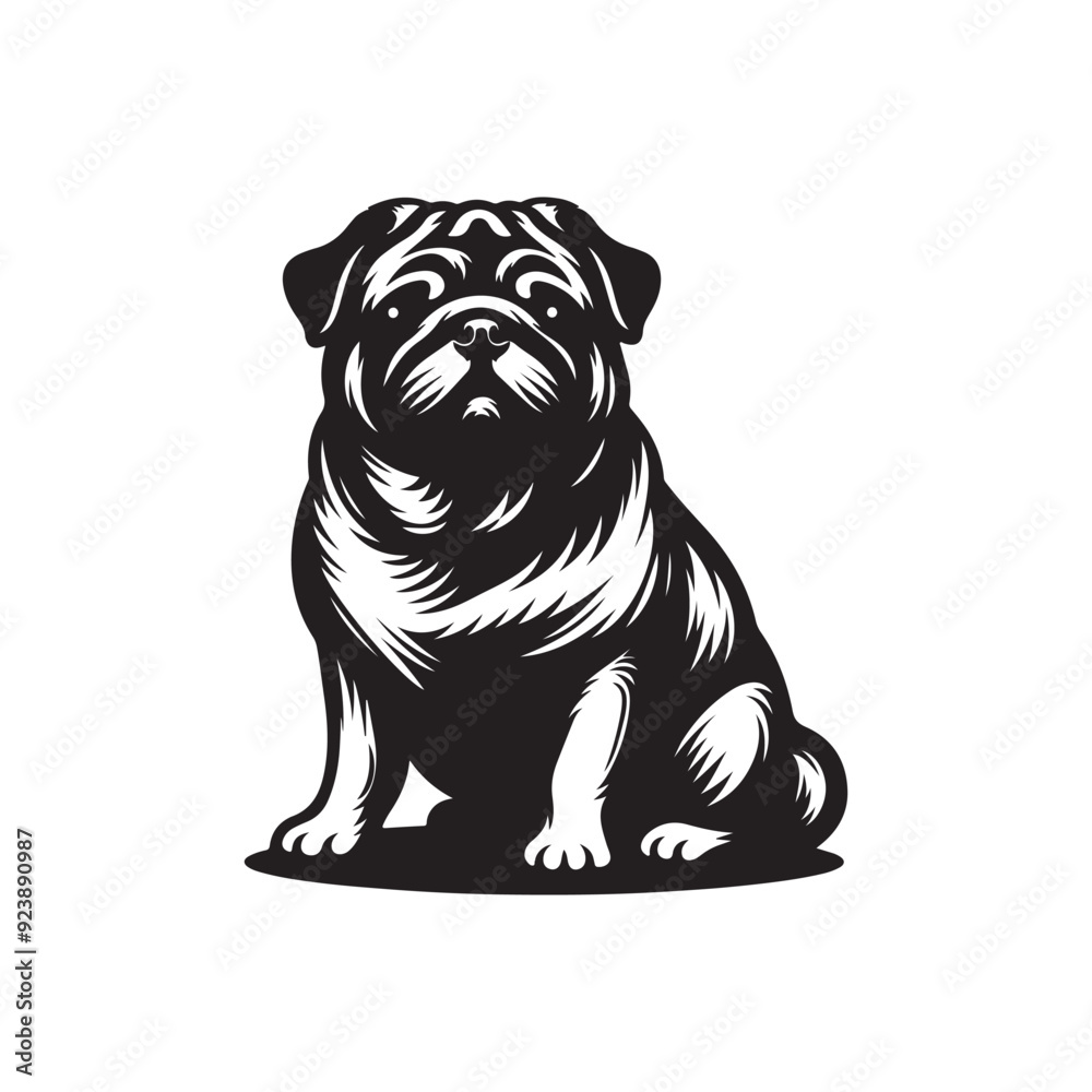 Pug Dog Illustration silhouette vector Pug Dog Illustration silhouette vector