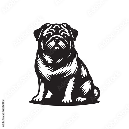 Pug Dog Illustration silhouette vector