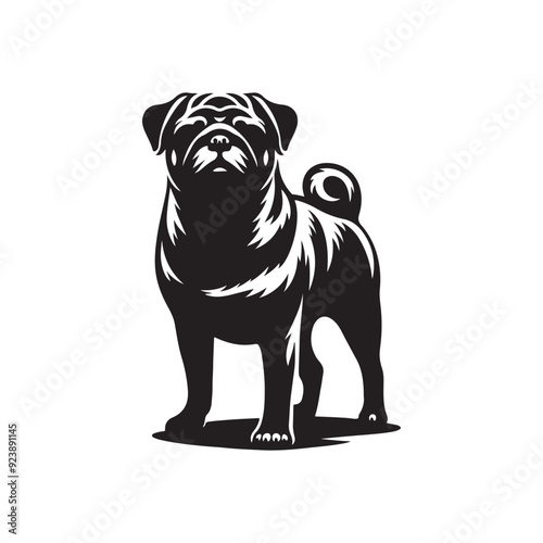 Pug Dog Illustration silhouette vector