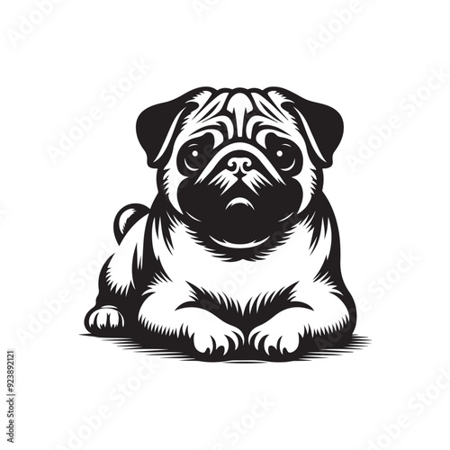 Pug Dog Illustration silhouette vector