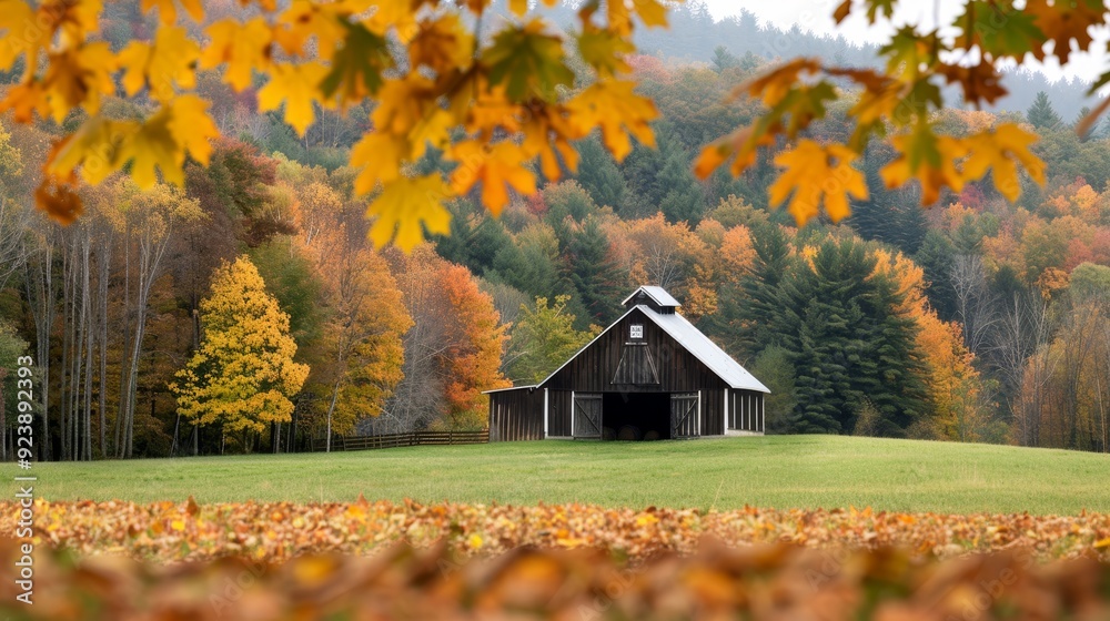 A rustic farmhouse with a barn and a road leading to it