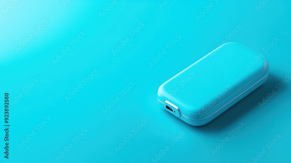 Sleek turquoise charging case on a smooth background, perfect for showcasing modern tech accessories and lifestyle products. Sleek turquoise charging case on a smooth background, perfect for showcasing modern tech accessories and lifestyle products.