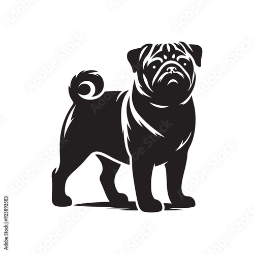 Pug Dog Illustration silhouette vector