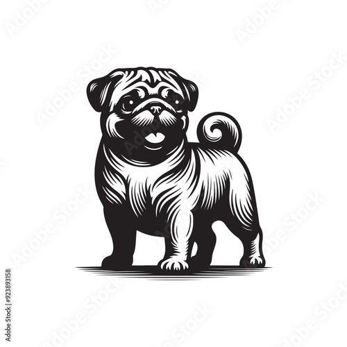 Pug Dog Illustration silhouette vector