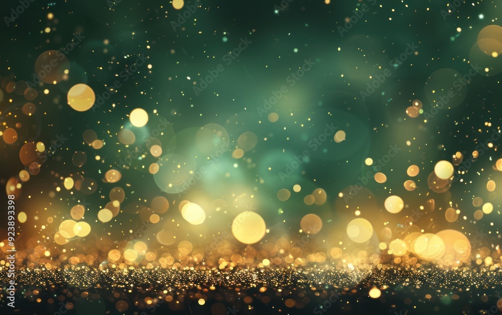 Sparkling Abstract Background with Green and Gold Tones Sparkling Abstract Background with Green and Gold Tones