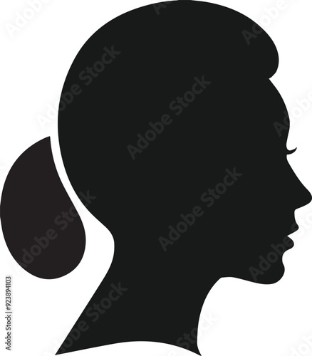 women head icon silhouette vector art illustration