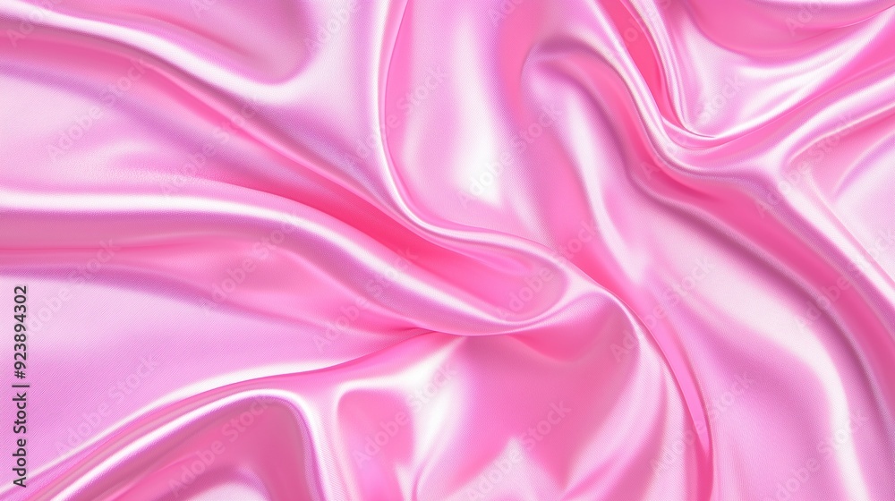 Fototapeta premium A pink silk fabric with a wavy folds pattern.