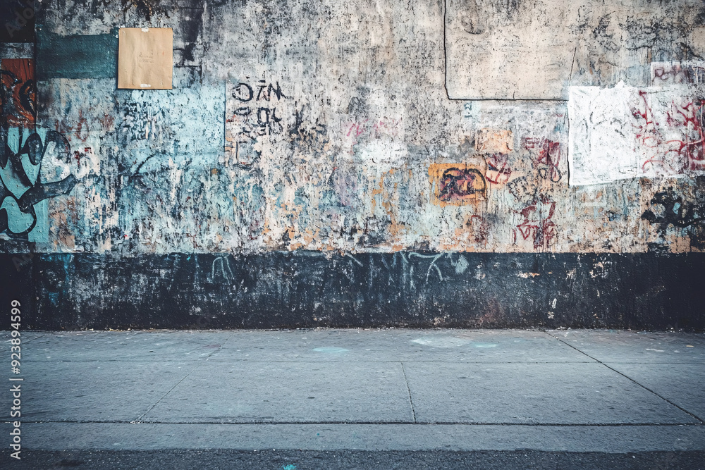 Grungy graffiti on a weathered brick wall with a rough, vintage texture Grungy graffiti on a weathered brick wall with a rough, vintage texture