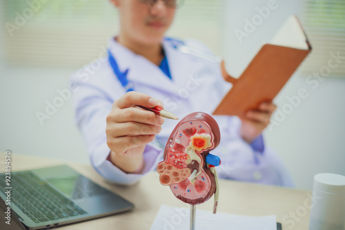Doctor holding kidney medicine model