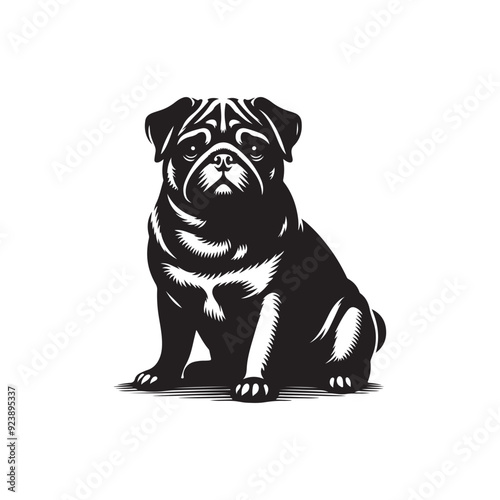 Pug Dog Illustration silhouette vector