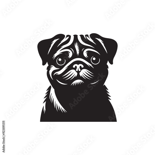 Pug Dog Illustration silhouette vector