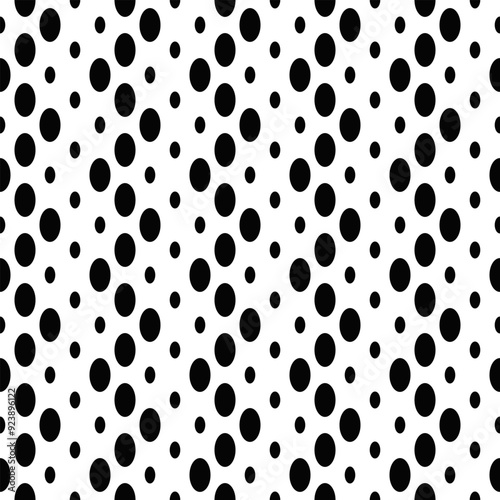 Seamless geometrical monochrome ellipse pattern background - abstract vector graphic