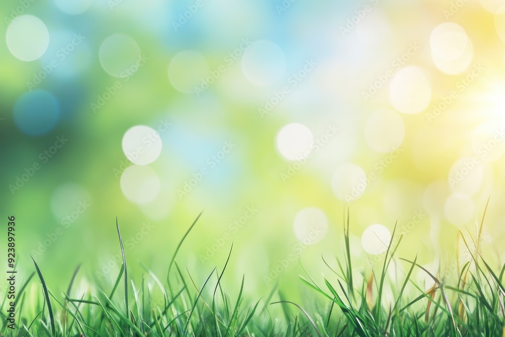 natural grass background with blurred bokeh and sun, ai natural grass background with blurred bokeh and sun, ai