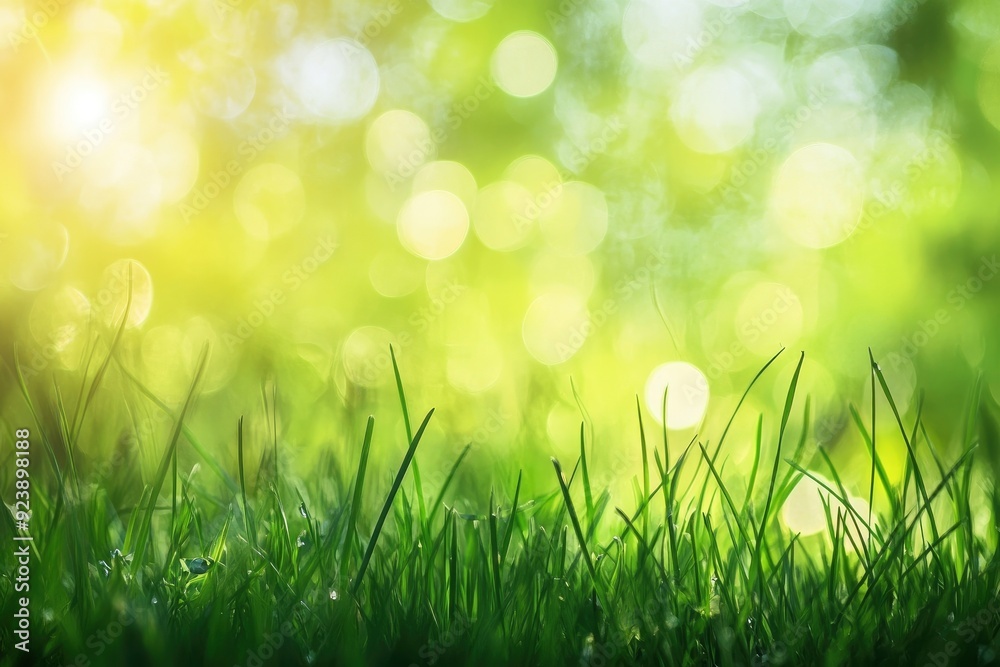 natural grass background with blurred bokeh and sun, ai natural grass background with blurred bokeh and sun, ai