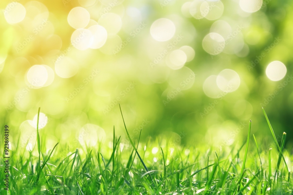 natural grass background with blurred bokeh and sun, ai natural grass background with blurred bokeh and sun, ai