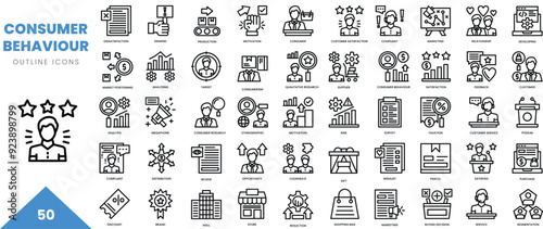 consumer behaviour outline icon collection. Vector illustration