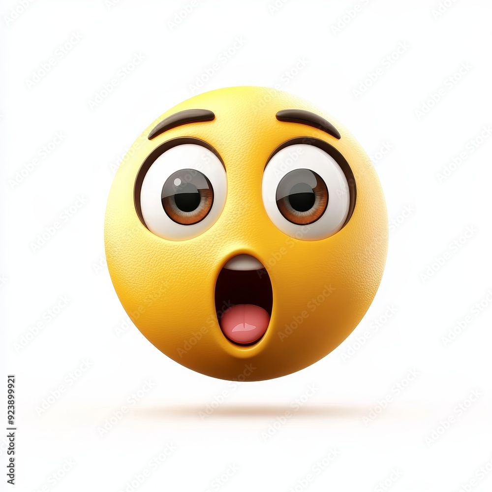 Fototapeta premium Surprised face emoji with mouth agape 