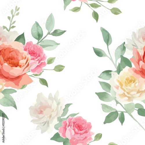 Watercolor flower seamless pattern