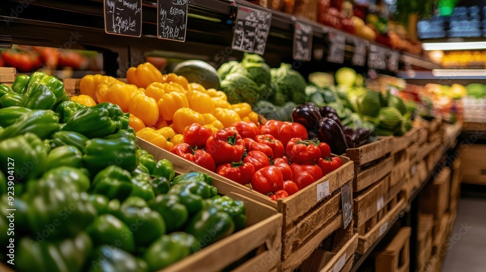 close-up of a shelf in a store with fresh vegetables, vegetables in a supermarket, health and nutrition and vegetarianism concept close-up of a shelf in a store with fresh vegetables, vegetables in a supermarket, health and nutrition and vegetarianism concept