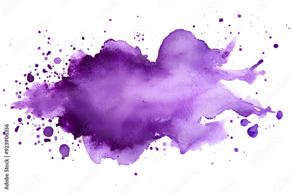 Purple watercolor splatter stain isolated on white background Purple watercolor splatter stain isolated on white background