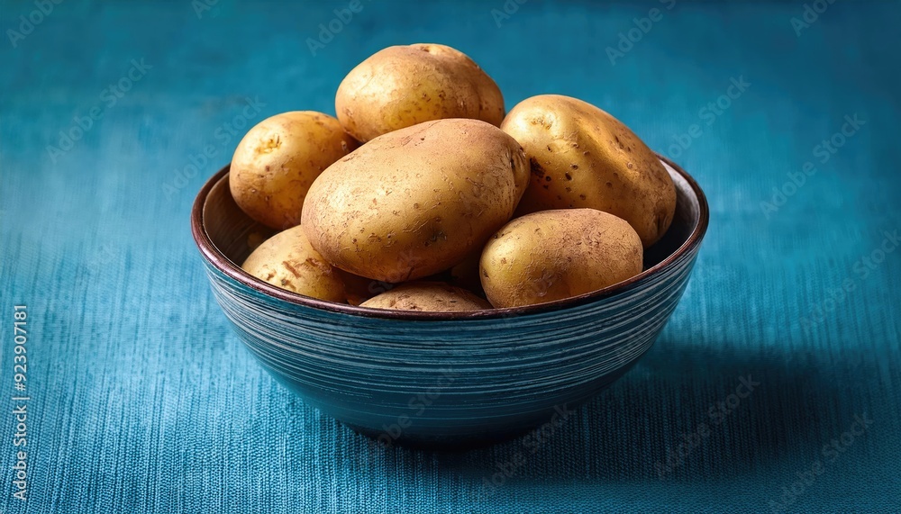 Raw potato in bowl on the wood table Raw potato in bowl on the wood table