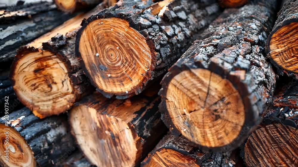 Close-up of stacked firewood logs displaying detailed wood grain Close-up of stacked firewood logs displaying detailed wood grain