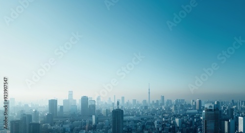 Tokyo Skyline Under Clear Blue Sky at Dawn