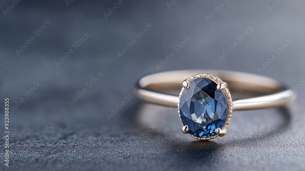 Close-up of silver ring with flawless blue sapphire, showcasing its brilliance. Close-up of silver ring with flawless blue sapphire, showcasing its brilliance.