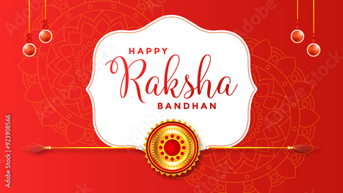 Happy Raksha Bandhan, Typographic Design, Beautiful Rakhi Design with Creative Background, banner, flyer, social media post template design with decorative rakhi, Digital Background, Web banner design