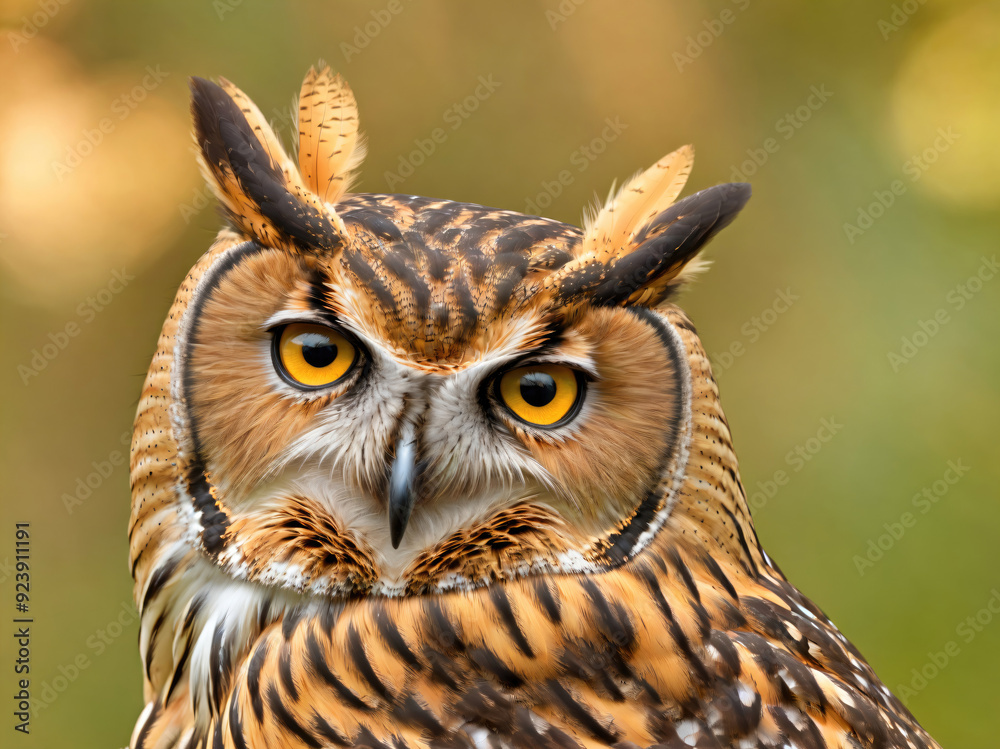 Fototapeta premium Majestic Owl Perched Gracefully in Natural Habitat During Early Morning Light