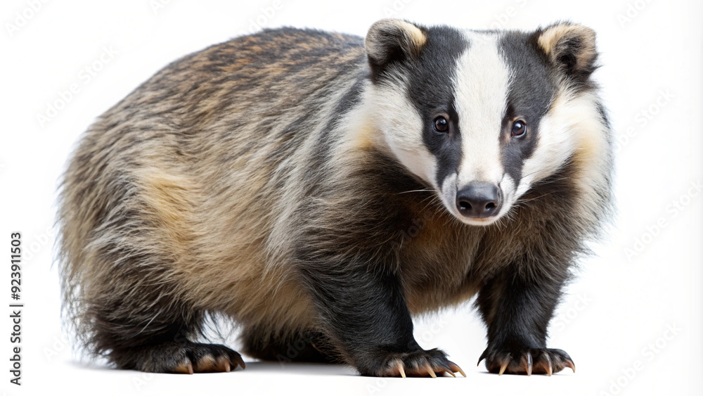Naklejka premium Forest badger, cutout, transparent background, png, forest, fur, advertisement, banner, poster, animal, forest 
