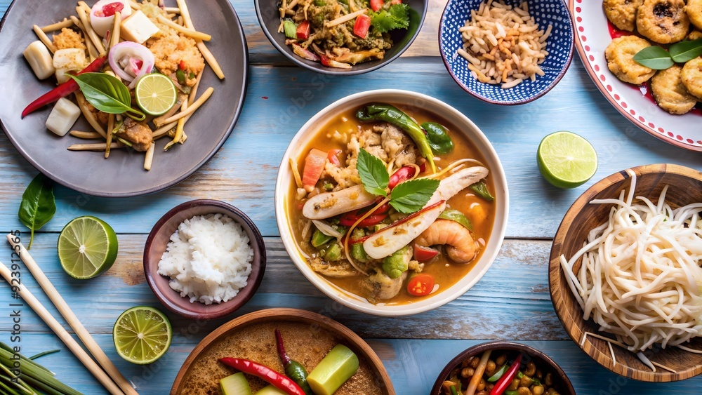 Thai food background AI generated Thai food background AI generated