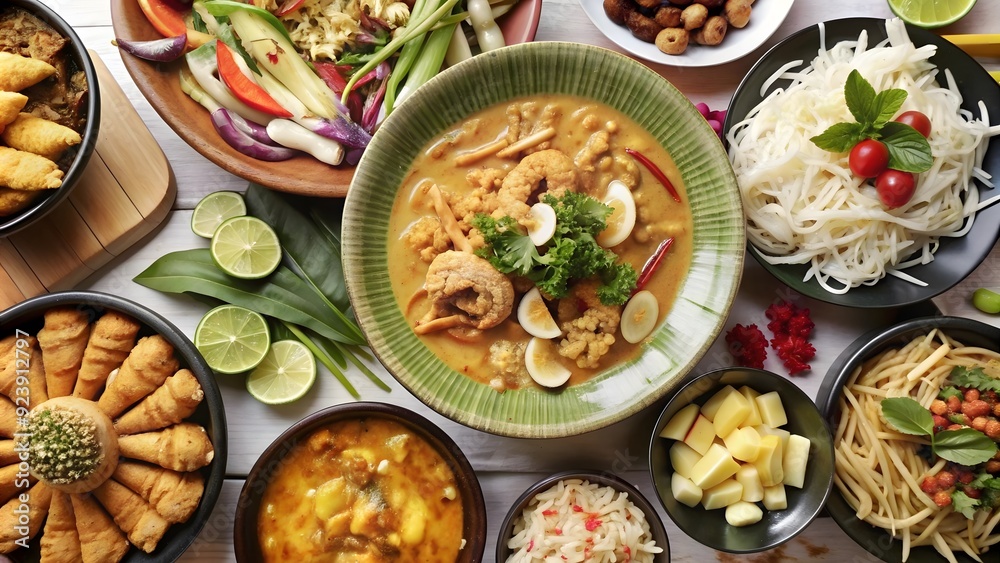 Thai food background AI generated Thai food background AI generated