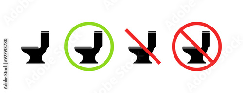Rules for using the toilet signs collection icons. Flat and silhouette style. Vector icons.