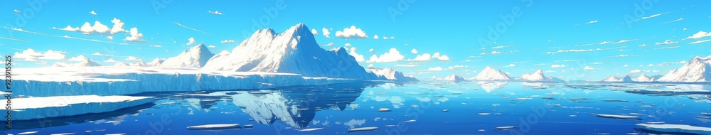 custom made wallpaper toronto digitalSerene Winter Seascape with Glistening Waves and Snow-Capped Mountains: Enchanting Anime-Style 2025 New Year Artwork. Dreamy Ocean Scene for Creative Marketing, Game Illustrations, and 4K Wallpapers C