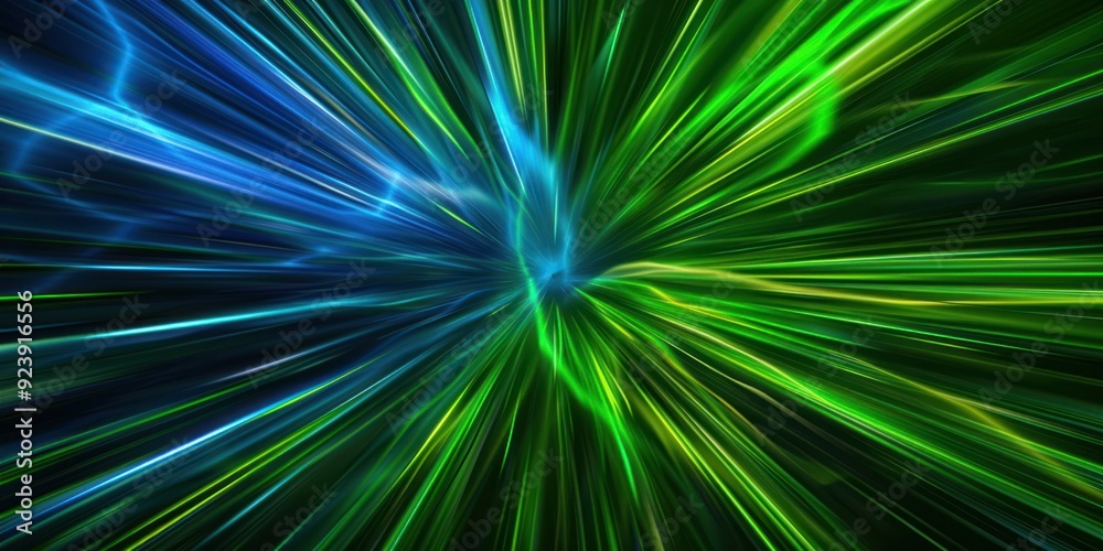 Fototapeta premium Abstract Green and Blue Light Streaks
