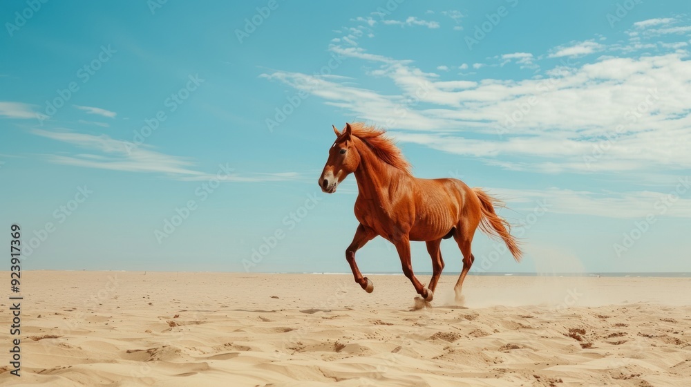 A Horse Running on a Beach A Horse Running on a Beach