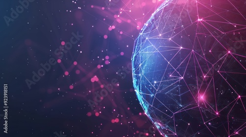 Digital World with Pink and Blue Connections