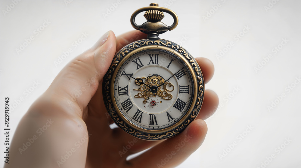 A hand is showing a classic old watch A hand is showing a classic old watch