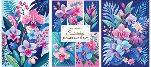 Hand-drawn watercolor flowers, leaves, and plants on charming floral greeting cards to evoke pleasant springtime feelings