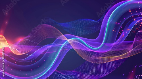 Abstract Digital Waves with Glowing Particles