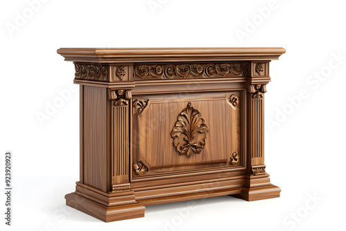 Vintage wooden sideboard with drawers and cabinets isolated on white